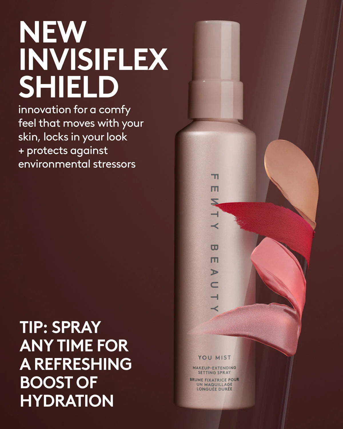 Spray fijador que extiende el maquillaje.