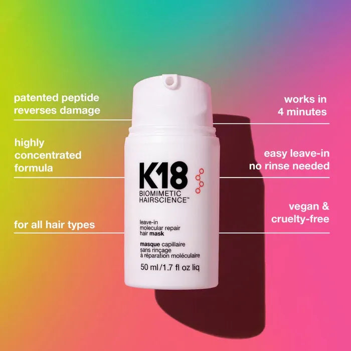 Mascarilla capilar reparadora molecular sin enjuague K18 50 ml