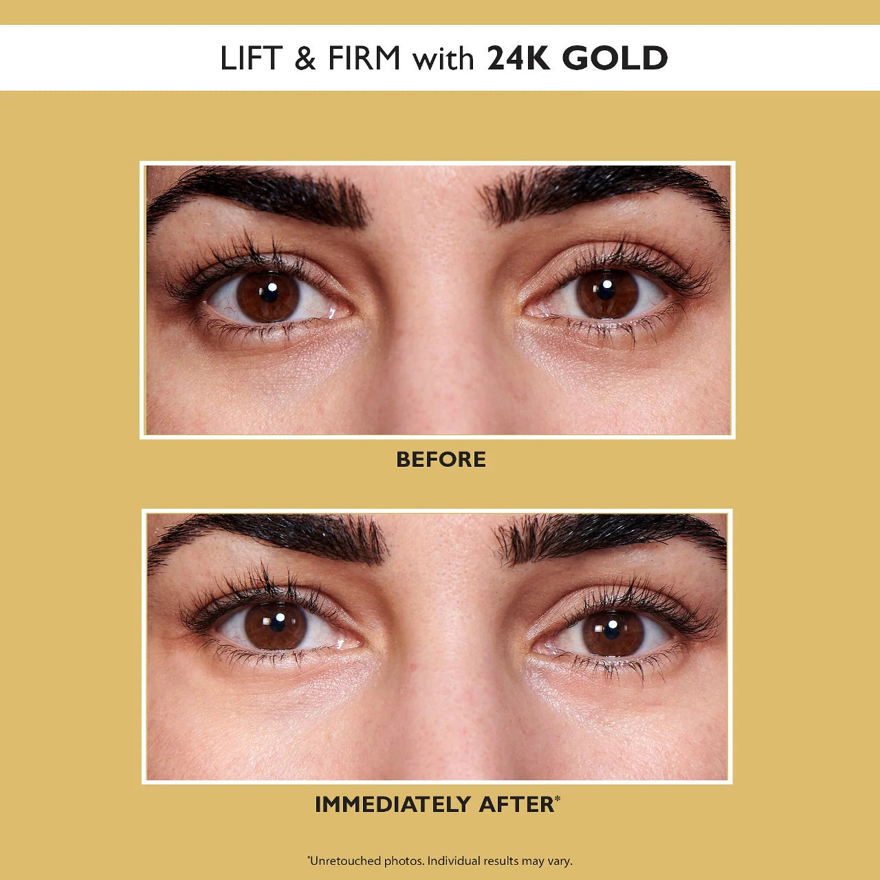 Parches de gel hidratante reafirmante de lujo puro de oro de 24 quilates para ojos