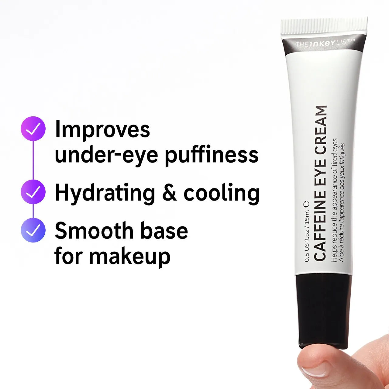 Crema para ojos antihinchazón y ojeras con cafeína