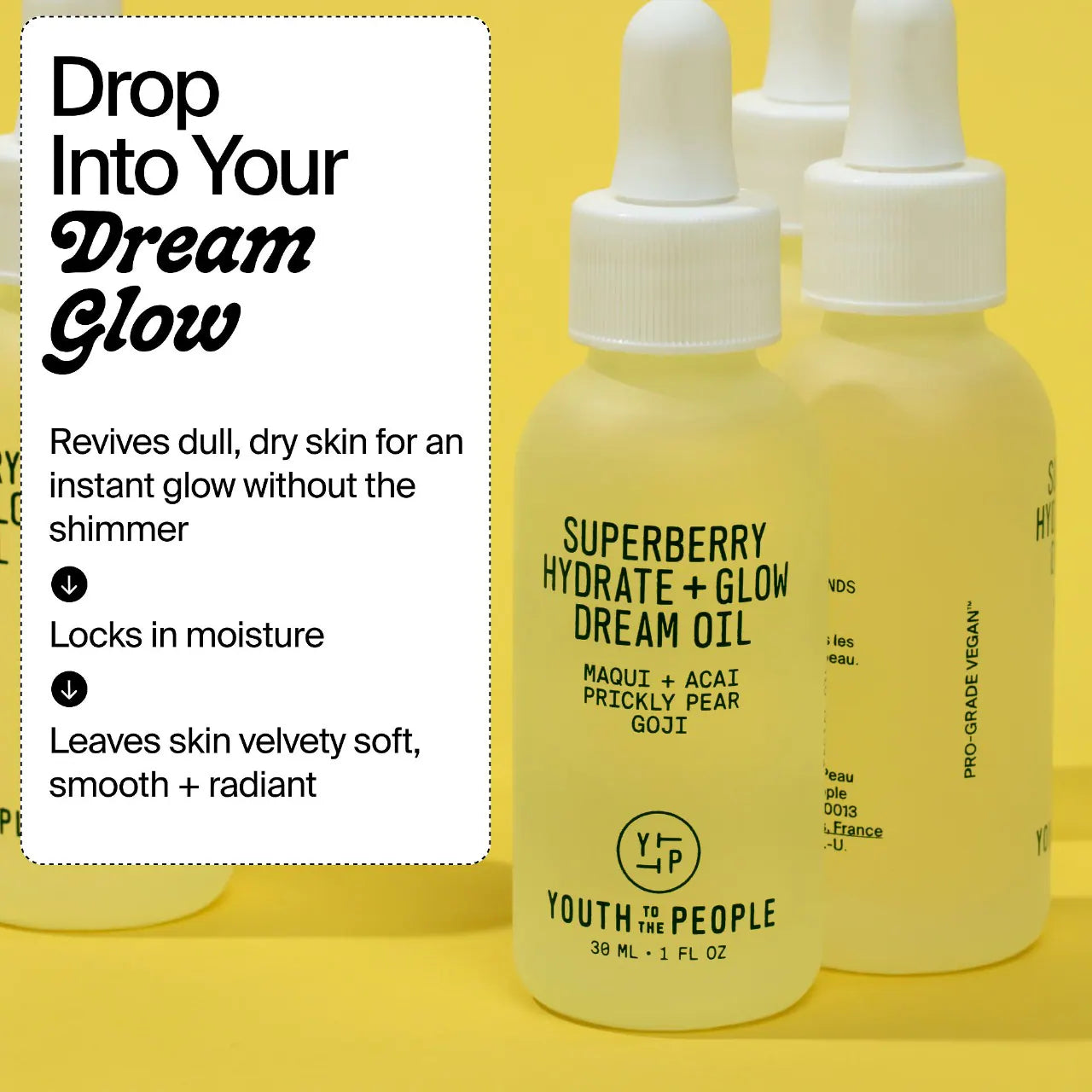 Aceite Superberry Hydrate + Glow Dream con escualano y antioxidantes