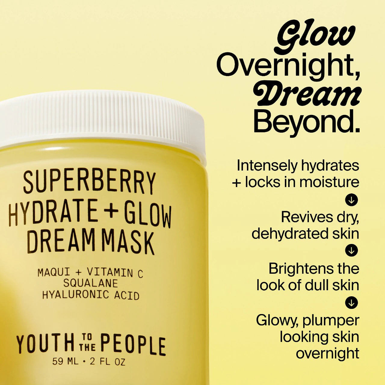 Crema de noche + mascarilla Superberry Hydrate + Glow Dream con vitamina C