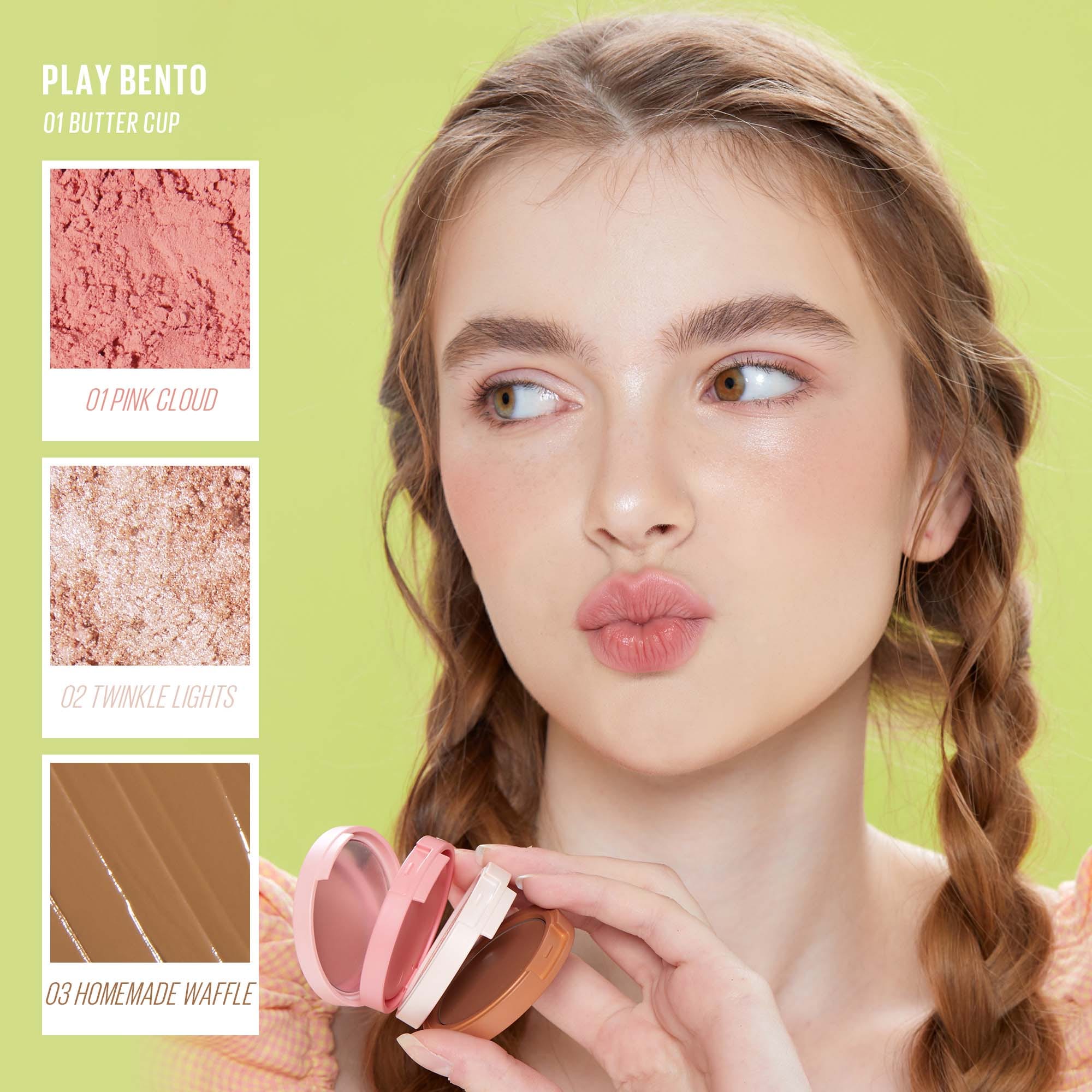 Trío esculpidor Face Bento: bronceador en crema, rubor en polvo e iluminador