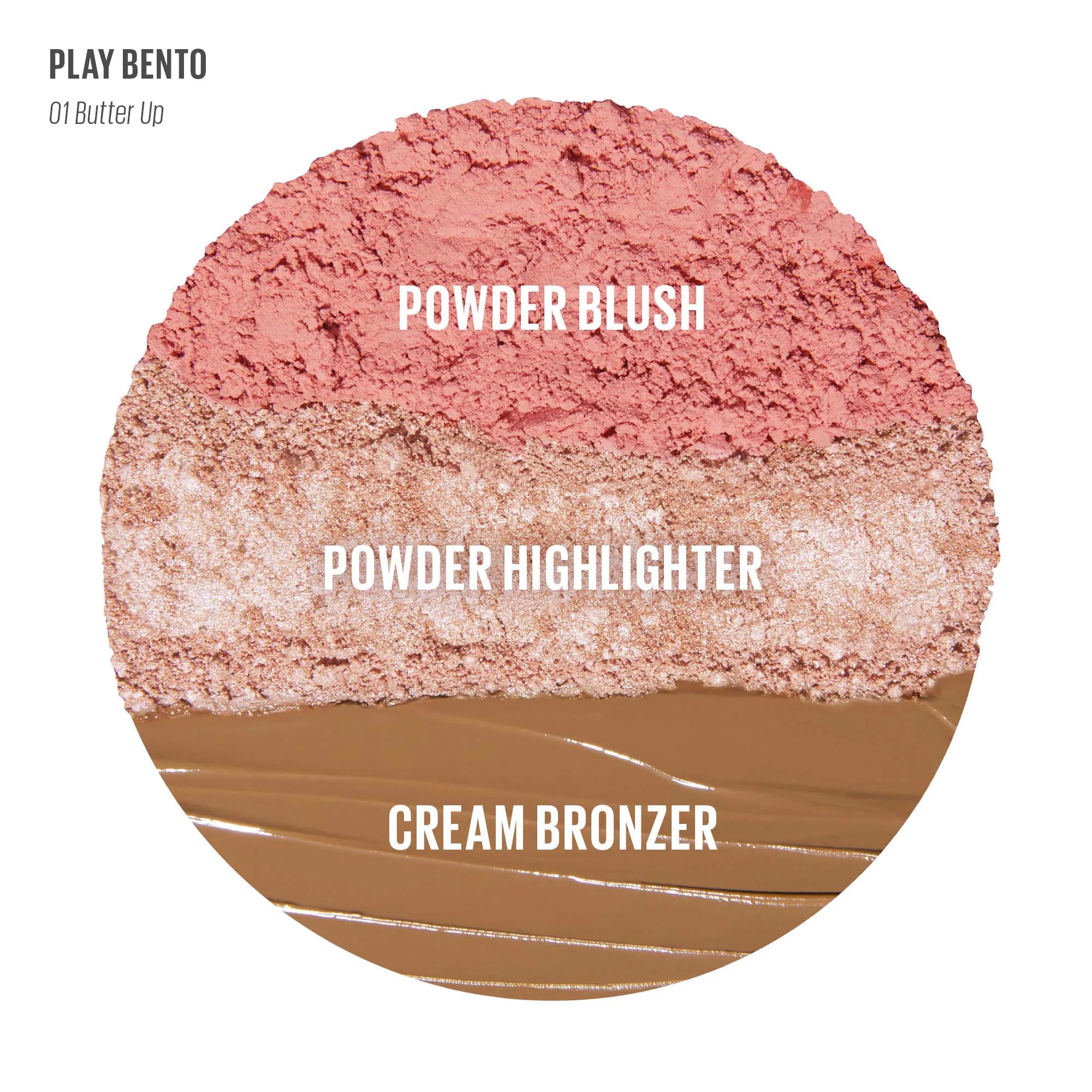 Trío esculpidor Face Bento: bronceador en crema, rubor en polvo e iluminador