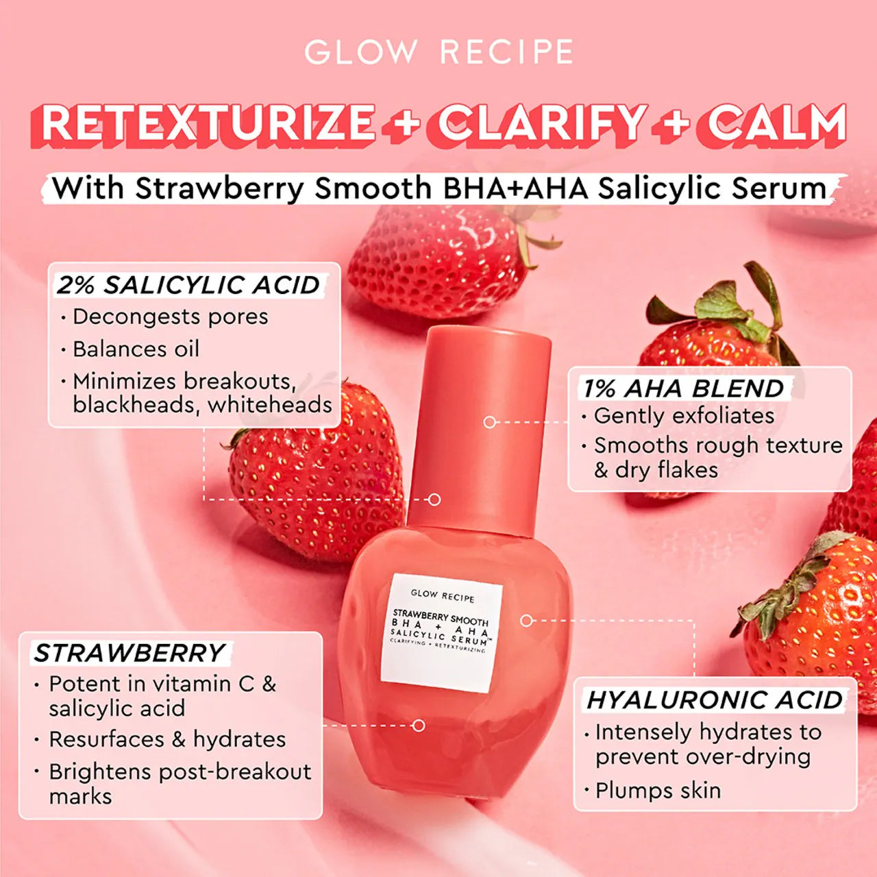 Suero de ácido salicílico BHA + AHA Strawberry Smooth