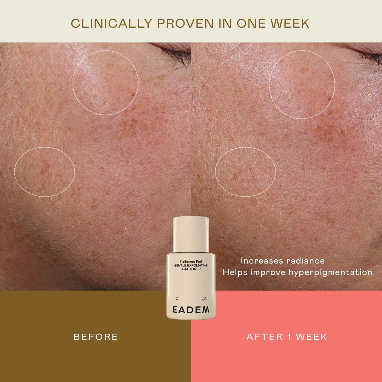 Tónico exfoliante suave Cashmere Peel AHA + PHA con 9 % de ácidos láctico, azelaico y tranexámico