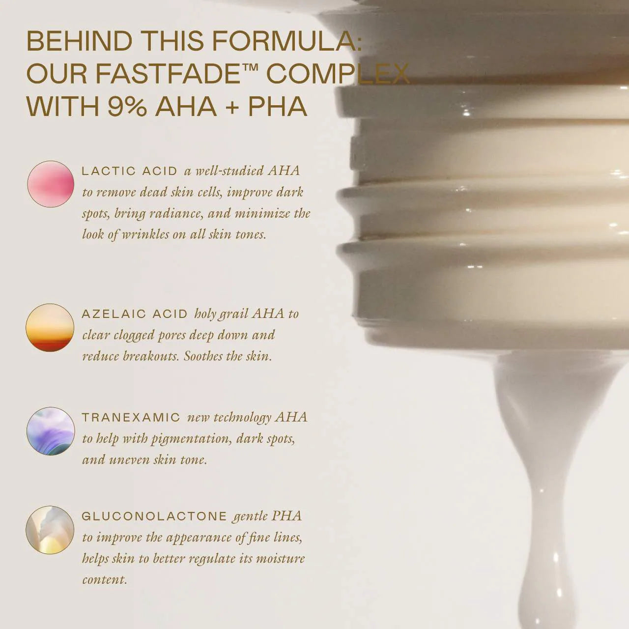 Tónico exfoliante suave Cashmere Peel AHA + PHA con 9 % de ácidos láctico, azelaico y tranexámico