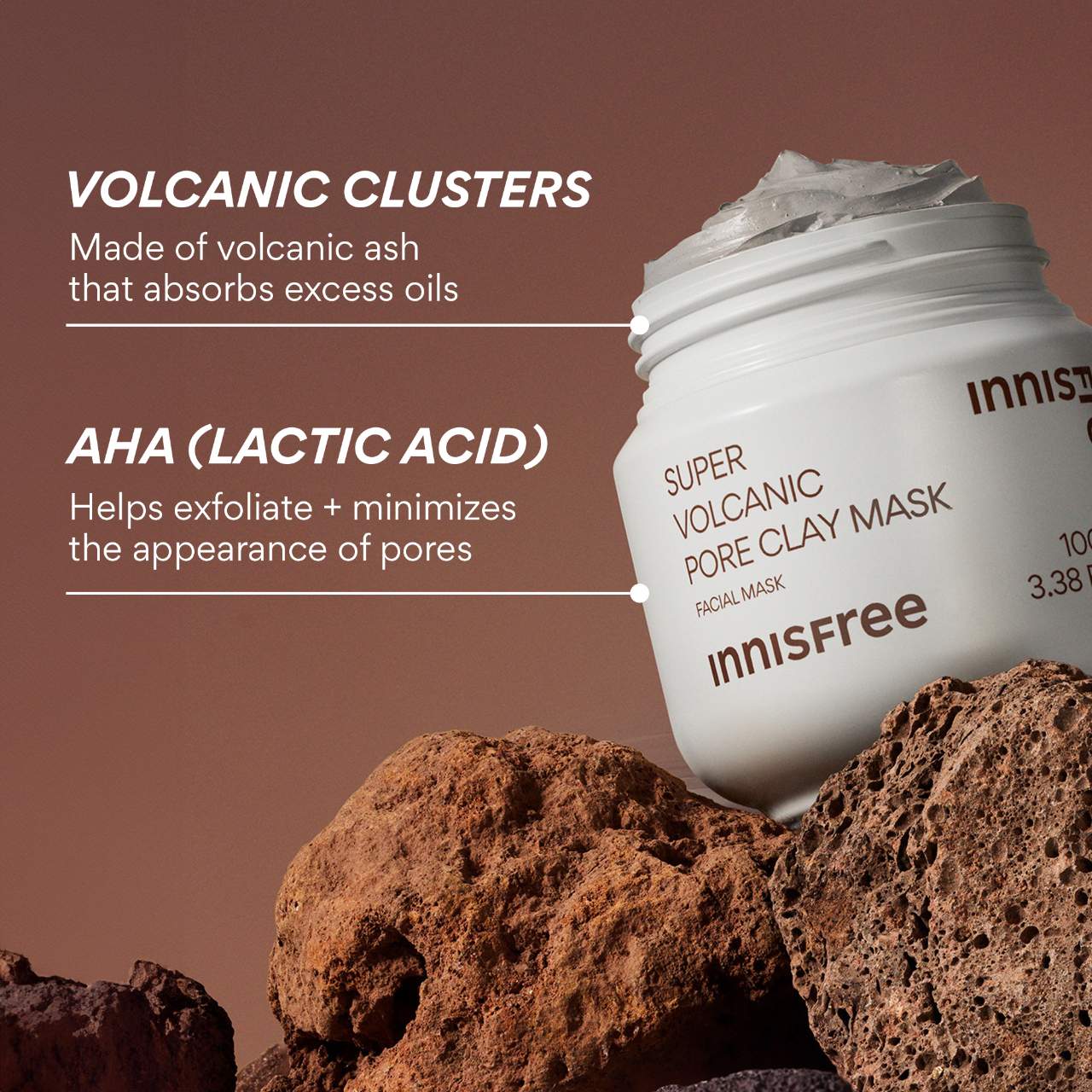 Mascarilla de arcilla supervolcánica AHA para limpiar poros
