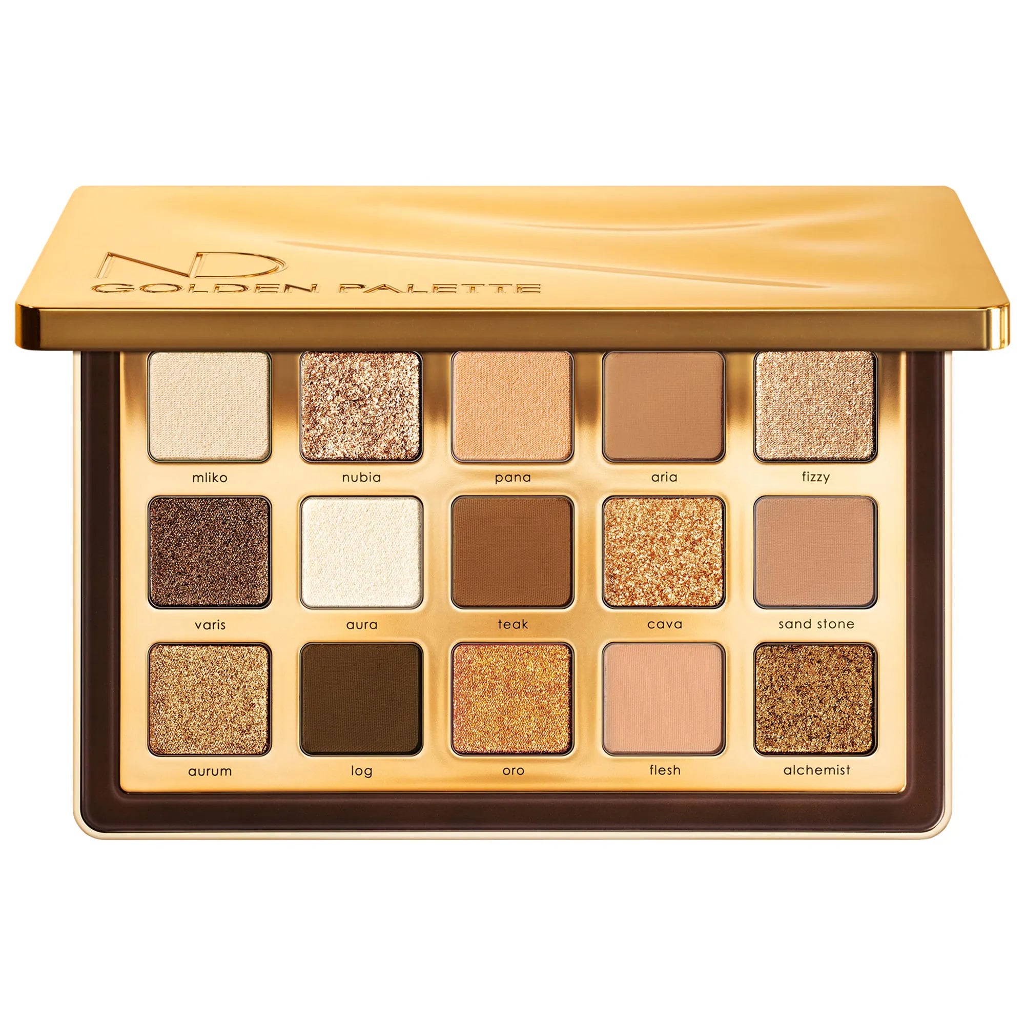 Paleta de sombras de ojos doradas