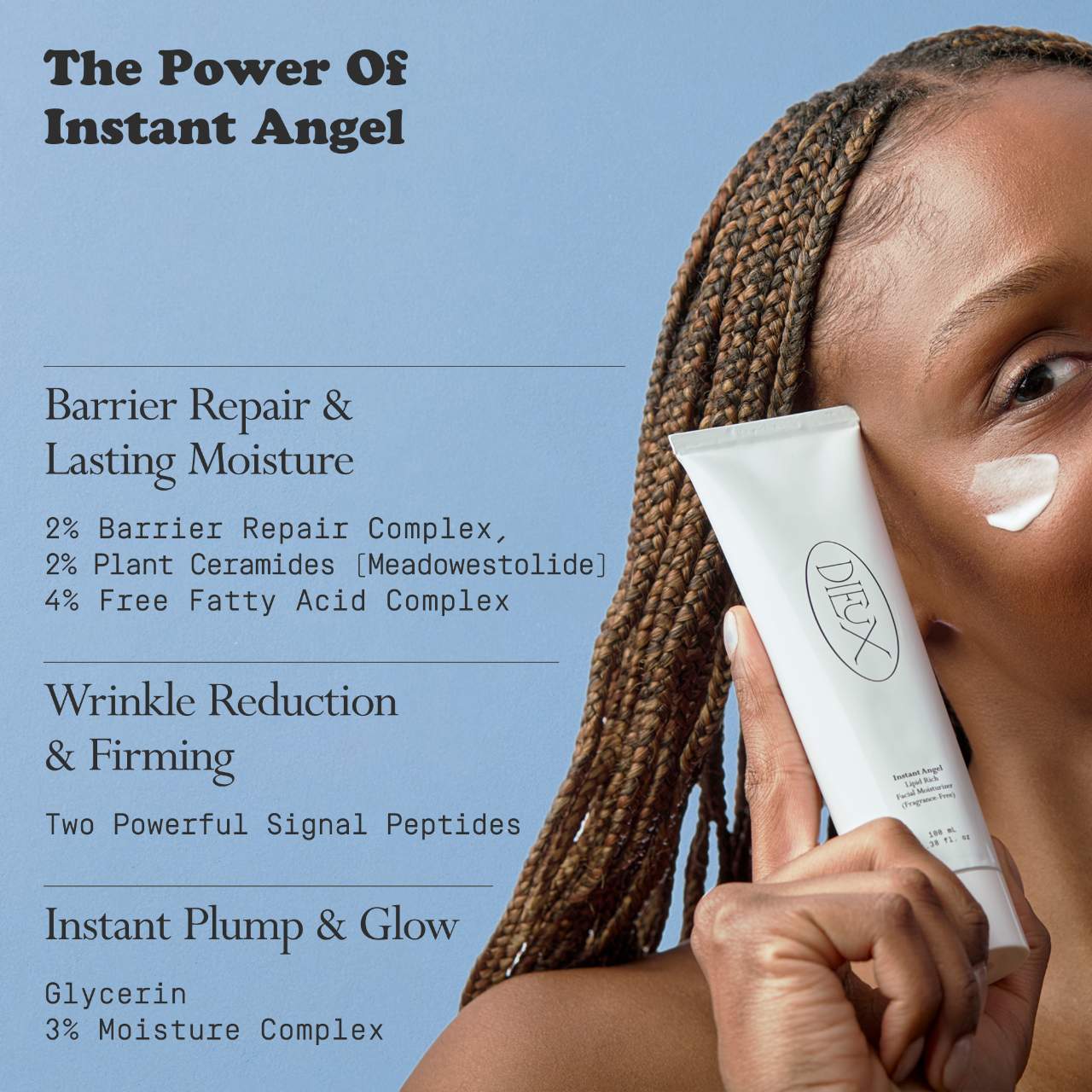 Hidratante instantáneo Angel rico en lípidos y péptidos + Reparación de la barrera cutánea