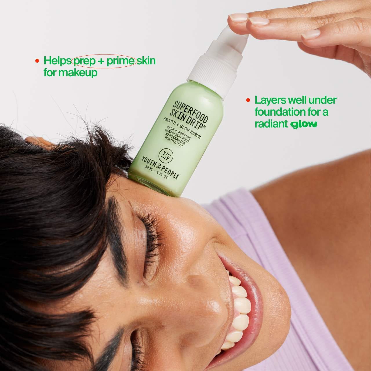 Suero protector Superfood Skin Drip Smooth + Glow con péptidos y niacinamida