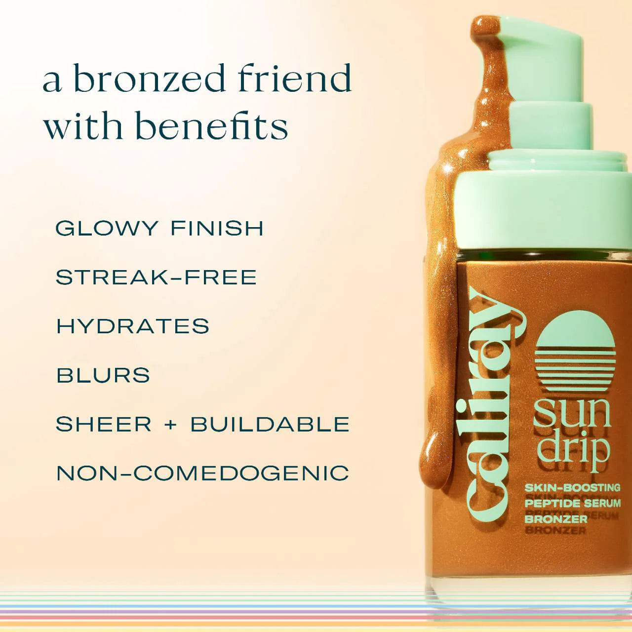 Bronceador líquido luminoso Sundrip con ácido hialurónico y péptidos