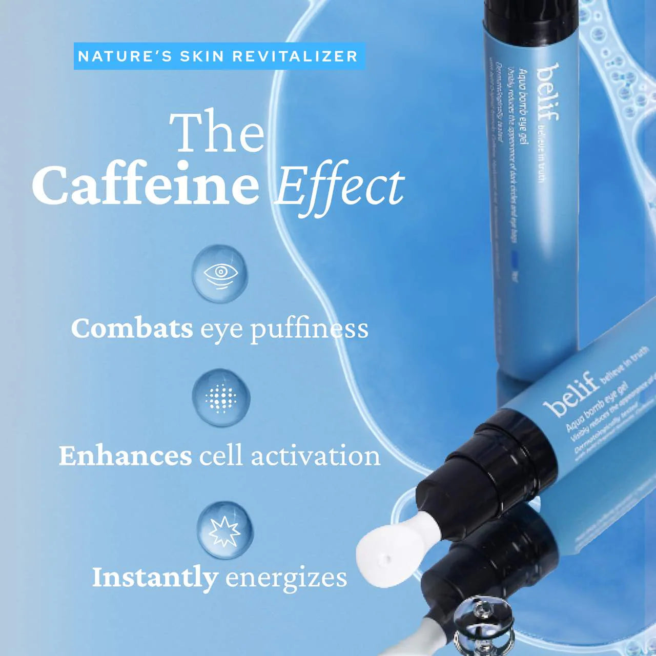 Gel antihinchazón para ojos Aqua Bomb con cafeína y ácido hialurónico