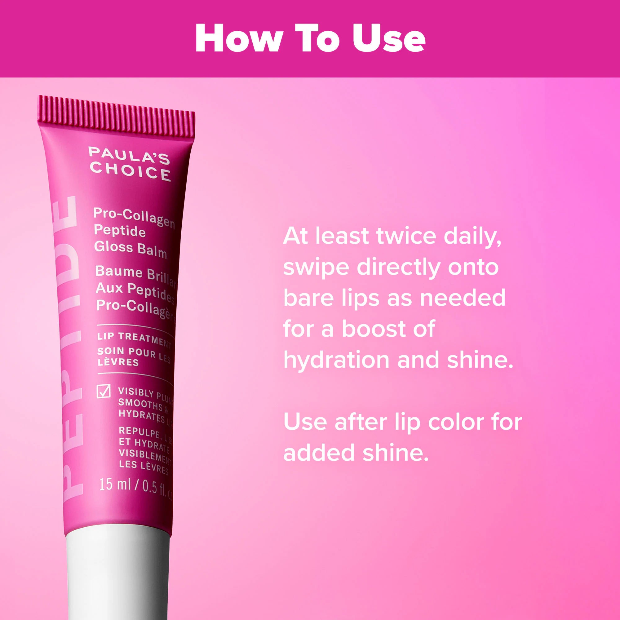 Tratamiento labial con bálsamo brillante voluminizador con péptidos procolágenos