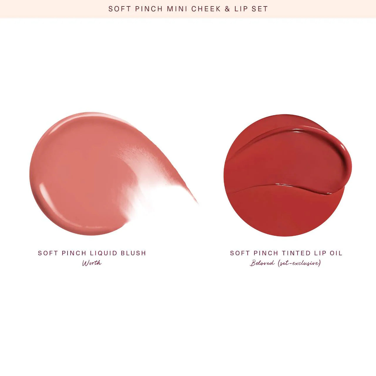Mini set de rubor líquido y aceite labial Soft Pinch