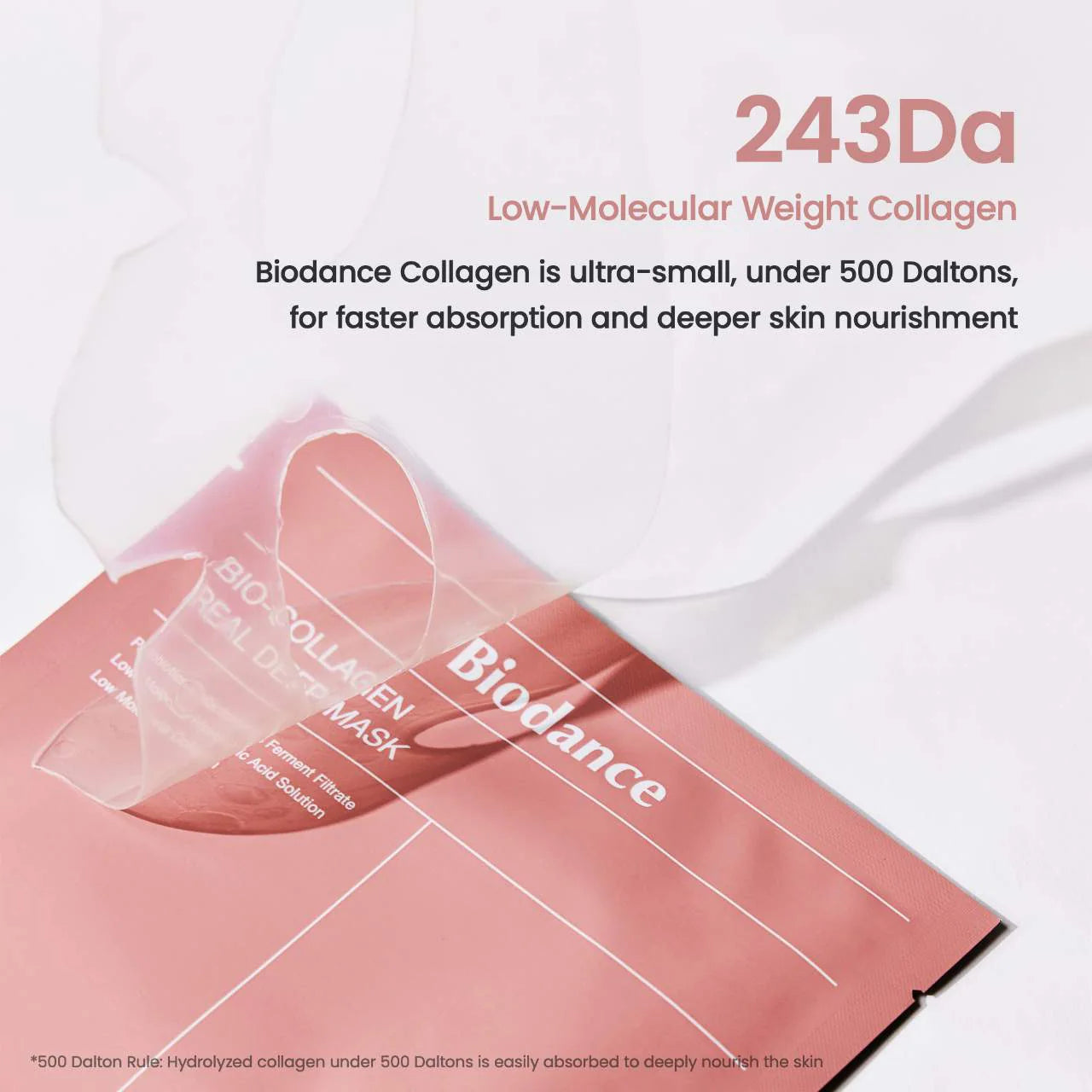Mascarilla profunda de biocolágeno para minimizar los poros y reafirmar la piel.