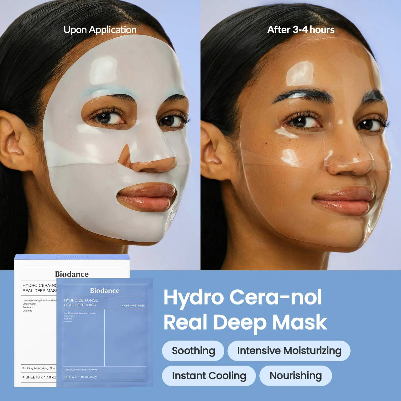 Mascarilla Hydro Cera-nol Real Deep (paquete de 4) para aliviar la sequedad y el enrojecimiento