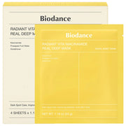 Mascarilla Radiant Vita Niacinamide Real Deep (paquete de 4) para iluminar la piel opaca y cuidar las manchas oscuras
