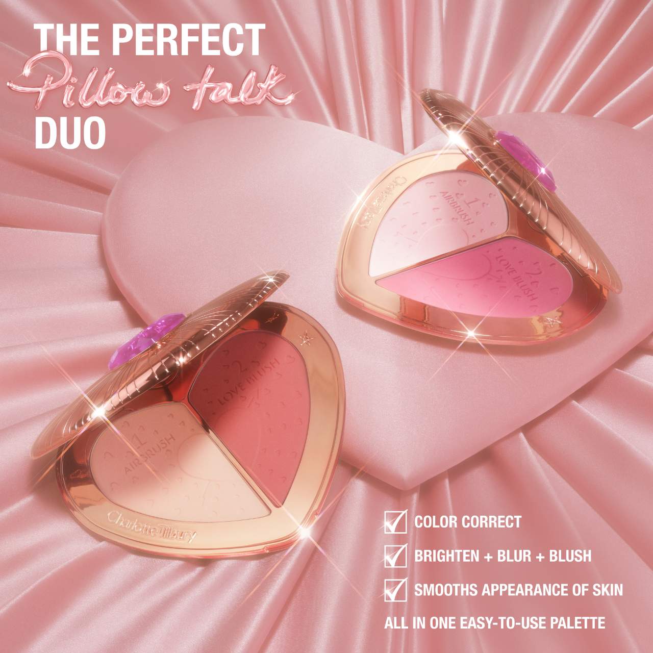 Paleta de polvos iluminadores y rubores Airbrush Flawless Finish de Pillow Talk Beauty Soulmates